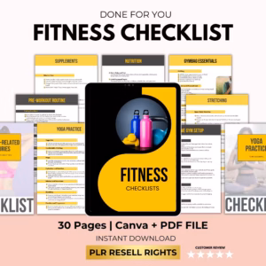 Fitness Checklist Printable with PLR Resell Rights.