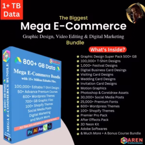 the biggest Mega e-commerce graphic design video editing and digital marketing bundle