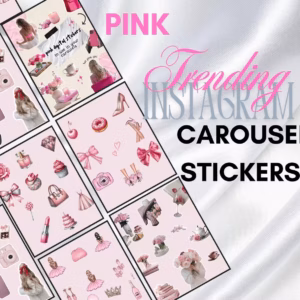 Aesthetic Pink Viral Carousel Instagram Stickers, Canva Templates with MRR , PLR
